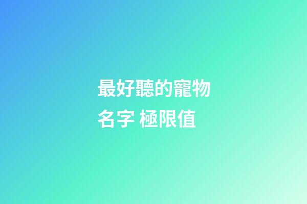 最好聽的寵物名字 極限值